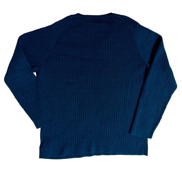 Liz Claiborne Ribbed V-Neck Sweater Navy Blue Cotton Blend Size 1X Plus - Picture 2 of 9